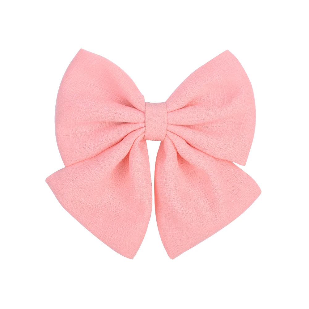 1Pcs Solid Color Cotton Hair Bows With Clip For Children Girls Handmade Hairpins Barrettes Headwear Kids Hair Accessories Gifts