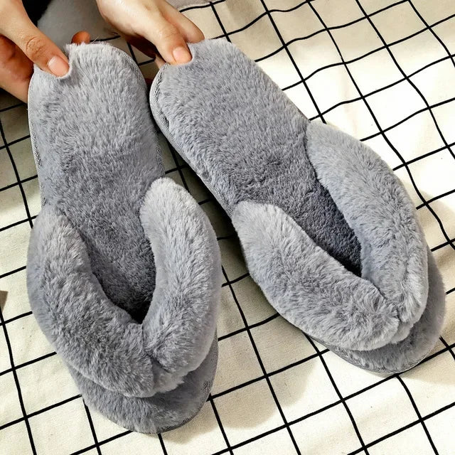 Plush Thick Velvet Woman Home Slippers Indoor Flip Flops Fur Slides Leisure Winter Autumn Slipper Female Comfort Footwear