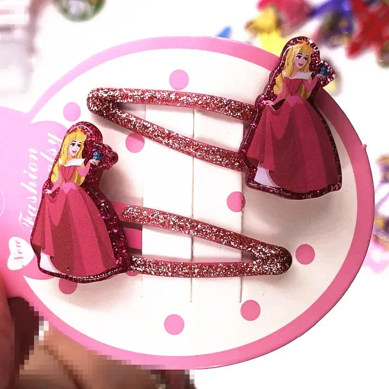2Pcs Cartoon Princess Disney Mermaid Ariel Shine Hair Clips BB Clips Kids Hairpins Girls Hair Accessories Baby Headdress Gift