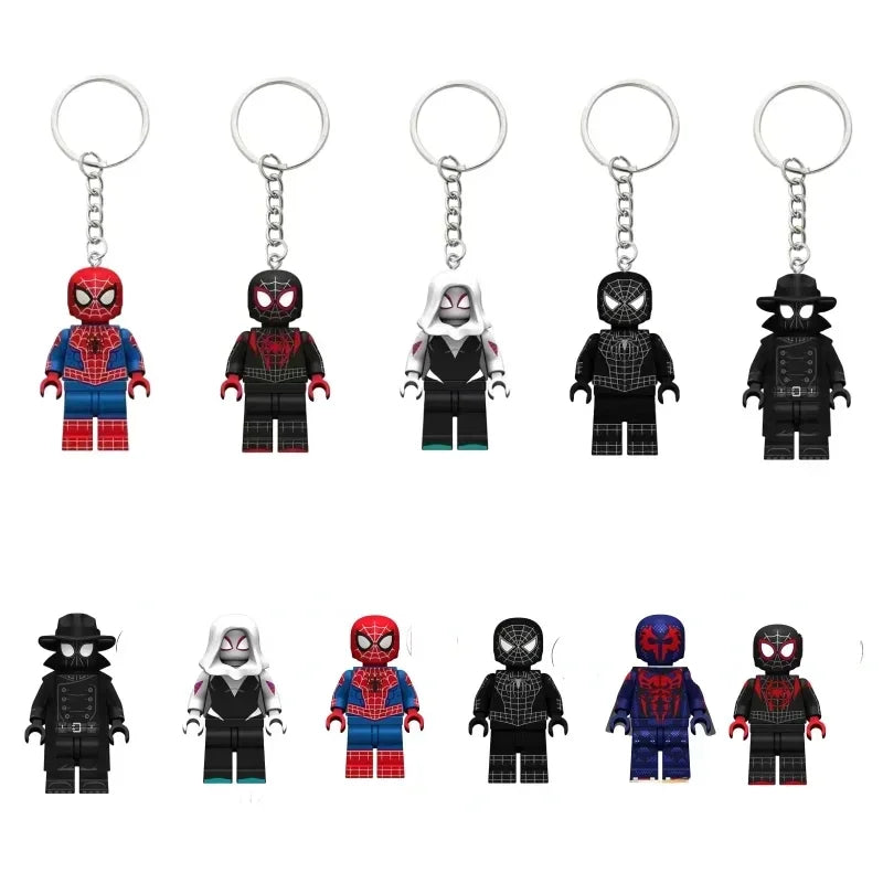 Marvel Disney Spiderman Gwen animation movie children's cartoon building blocks assembled toys ornaments keychain pendant gift