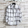 Men's Casual Plaid Shirt Polyester Long Sleeve Lapel Plaid Casual Loose Top Coat Street Retro Korean Fashion Shirt L-5XL