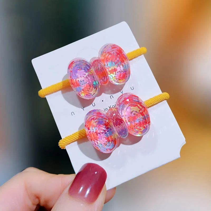 Children Sequins Floral Elastic Hair Bands Rubber Band Hair Tie Princess Kawaii Rope Headwear Girls Kids Hair Accessories