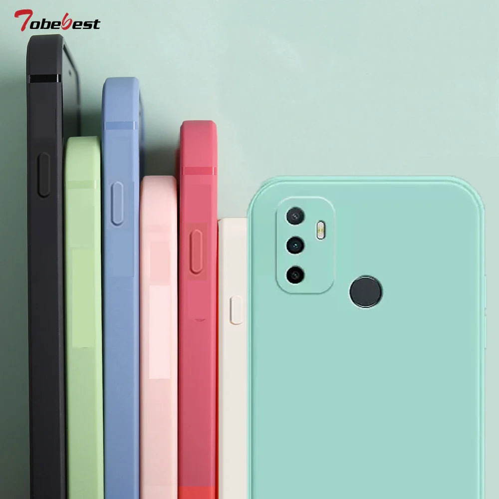 Square Frame Silicone Phone Case For OPPO A32 A53 A33 A5 A9 A8 2020 A72 A54 A55 A73 A83 Coque Soft Matte Back Cover