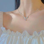 Load image into Gallery viewer, Silver Color Inlaid Zircon Angel Wings Pendant Necklace For Women Girls Clavicle Chain Moonstone Pendant Choker Necklace Gifts
