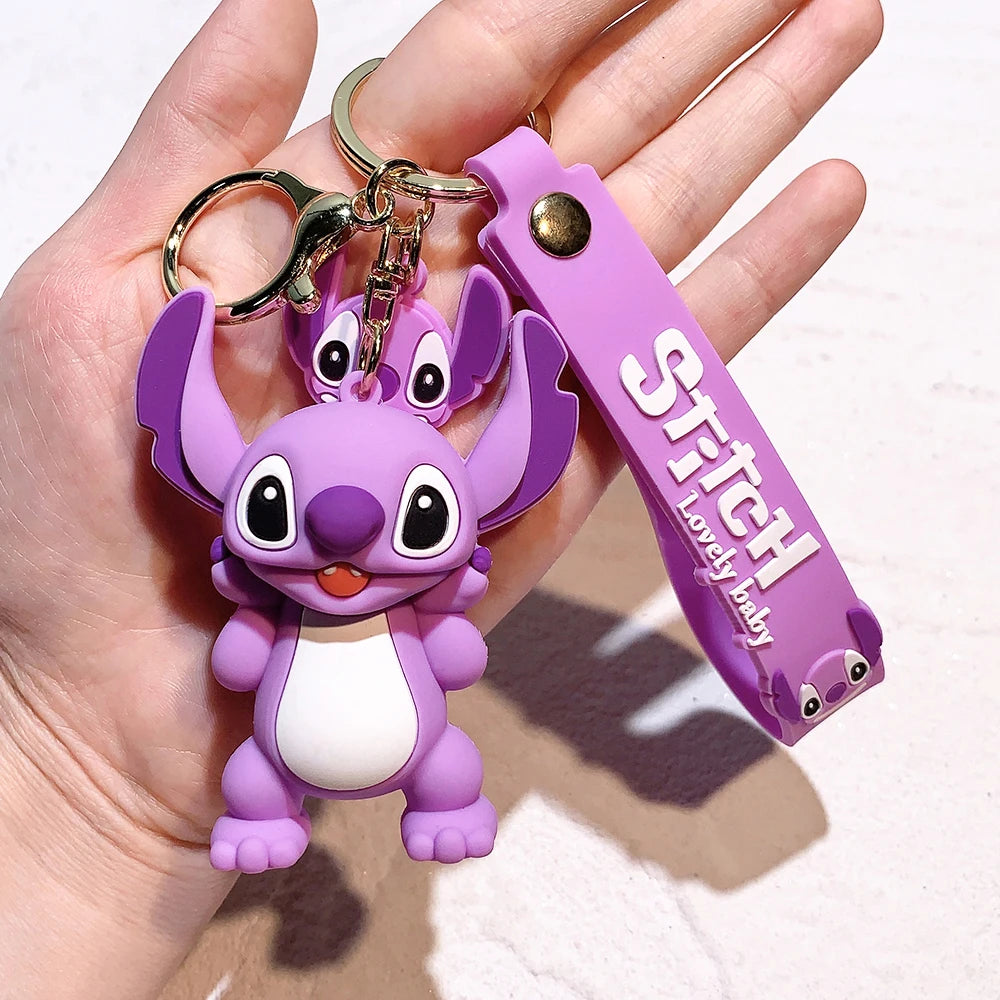 Disney Lilo & Stitch Keychain Cute Cartoon Figure Stitch Silicone Pendant Keyring Kawaii Figure Toys Model Jewelry Accessories