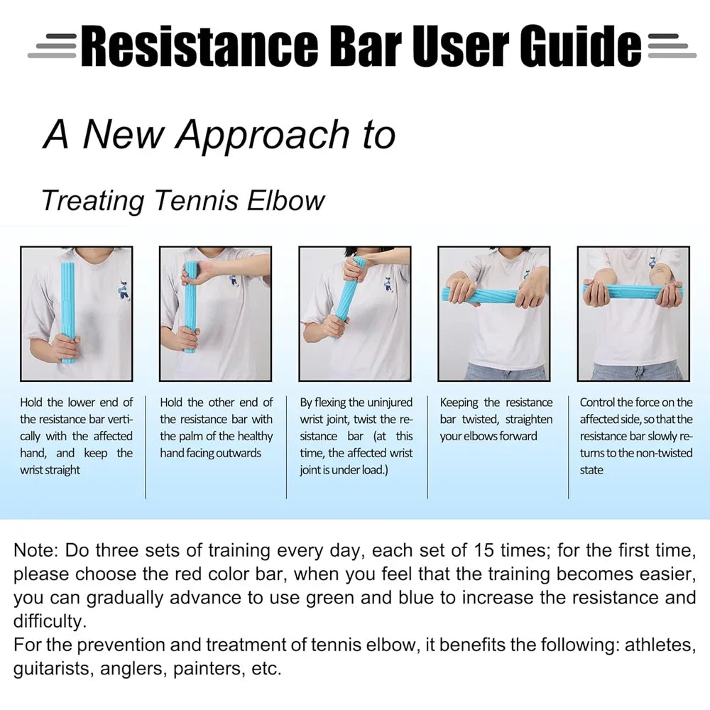 Physical Therapy Flexible Twist Bar Rod Hand Wrist Exerciser Bars Silicone Different Resistance Strength Training Tools