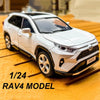 1/24 Scale RAV4 Alloy Diecast Toys Car Models Simulation Metal With Pull Back Sound And Light Vehicles Collection Kids Gifts Toy