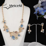 Load image into Gallery viewer, MeiceM Women Necklace Set Jewelry Silver Plated New Designer Leaf Drop Earrings Female Enamel Necklaces Sets for Women Party
