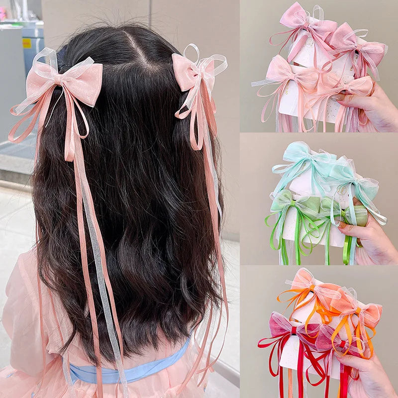 New Fashion Kids Bow Strap Hairpin Baby Weaving Headwear Long Beauty Girls Hairpins Fashion Children's Hair Accessories