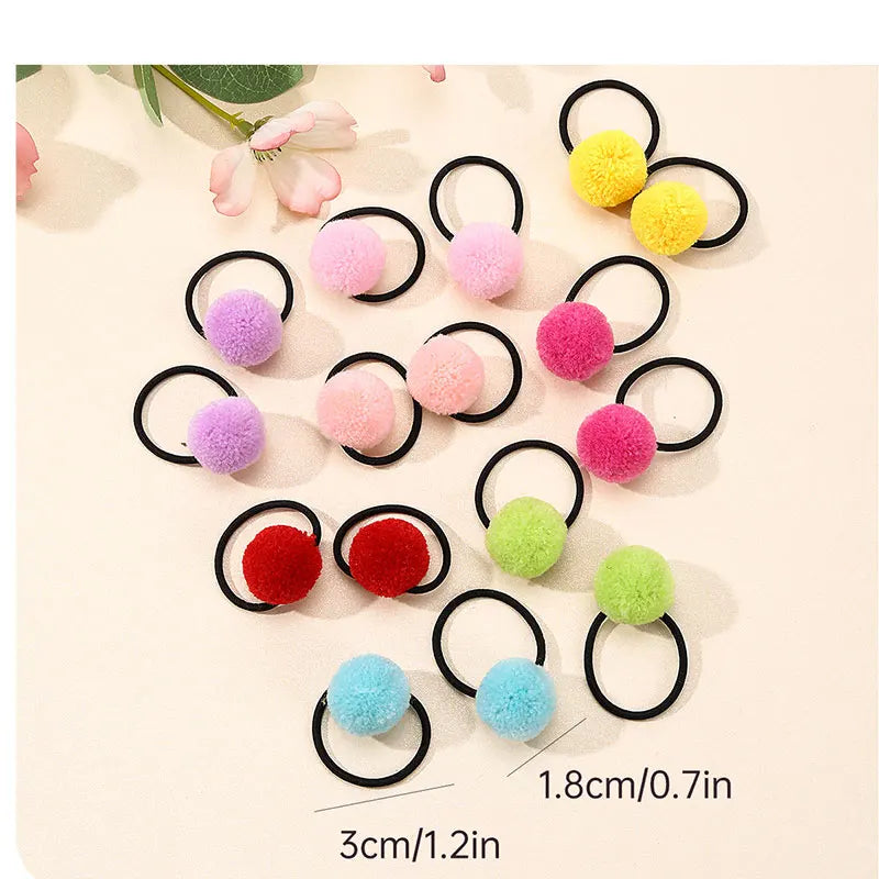 ncmama 16Pcs/lot Sweet Girls Animal Hair Ball Hair Ring Rubber Baby Hair Bands Kids Headwear Korean Hair Accessories Ornaments