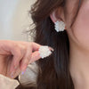 New big white flowers study earrings for women's personality fashion unique design Brincos wedding jewelry whole sale birthday g