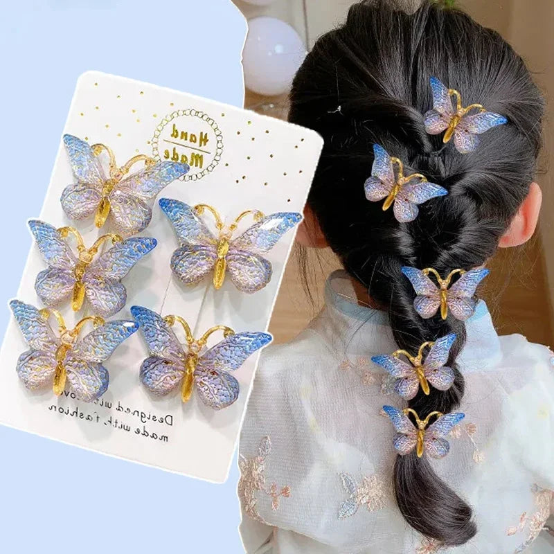 5PCS Sweet Stereoscopic Color Gradient Cute Baby Hairpins Kids Hair Clips Children Headwear Princess Barrette Girls Accessories
