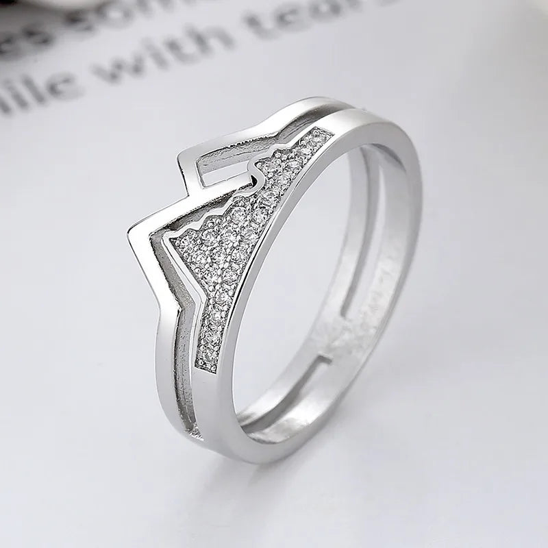 New Shan Hai Men's and Women's Pair Ring Silver Color Zircon Ring Fashion Personality Couple Festival Jewelry Accessories Gift