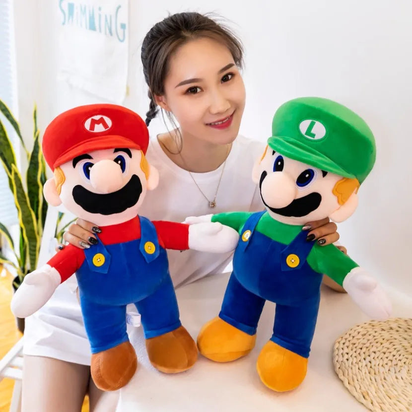 40-50CM Super Mario Plush Doll Toy Brother Bros Luigi Soft Stuffed Pillow Supermario Children Gifts