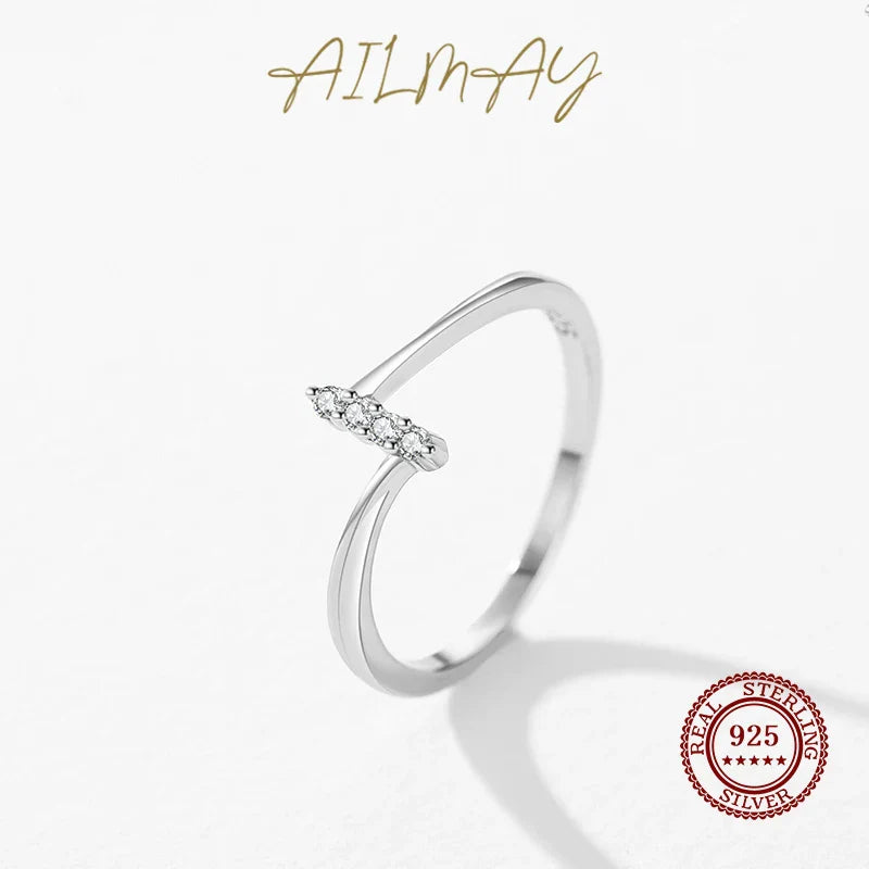 Ailmay Genuine 925 Sterling Silver Fashion Charm Dazzling Zircon Finger Rings For Women Wedding Engagement Fine Jewelry