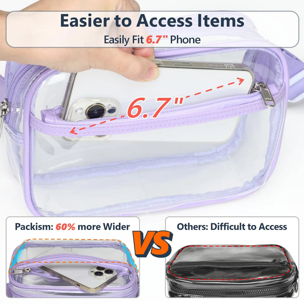 Black Clear Fanny Pack Belt Bag For Women Men Plus Size Transparent Waist Bag With Adjustable Strap For Concerts Sporting Events