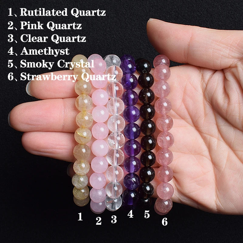 Natural Clear Quartzs Bracelet White Transparency Healing Crystal Energy Stone Boho Reiki Gem Stone Beads Simple Yoga Jewelry