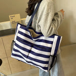 Load image into Gallery viewer, Korean Ins Style Art Contrast Waterproof Canvas Tote Bag Large Capacity Shoulder Lazy Shopping Beach Bag bolsas para mujeres
