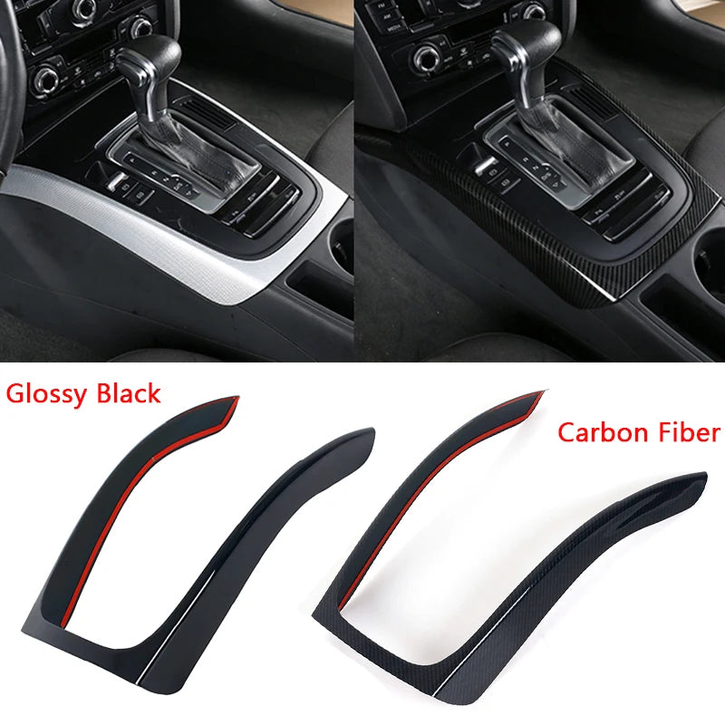 For  Audi A4 B8 A5 2009-2016 Carbon Fiber Look Center Interior Console Gear Shift Frame Decoration Cover Trim Car Accessories