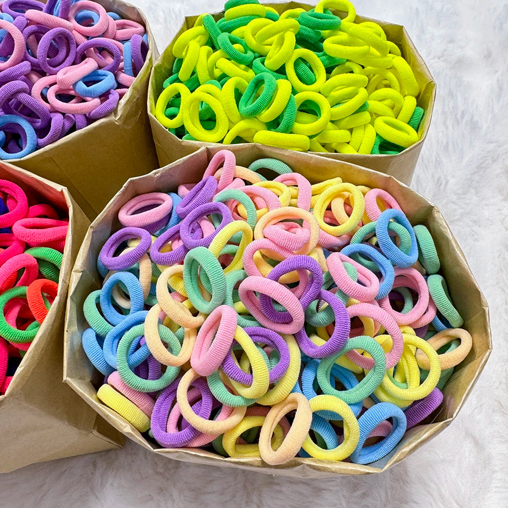50/100/300Pcs Ealstic Basic Nylon Hair Ties for Girls Ponytail Hold Scrunchie Rubber Band Kid Fashion Hair Band Accessories