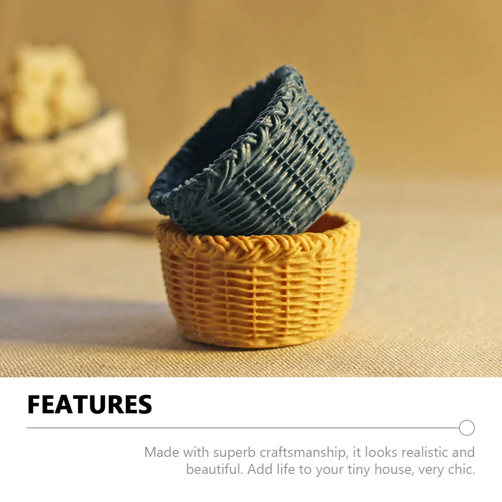 Home Decor Miniature Baskets for Crafts House Accessories Small Storage Ornament Resin