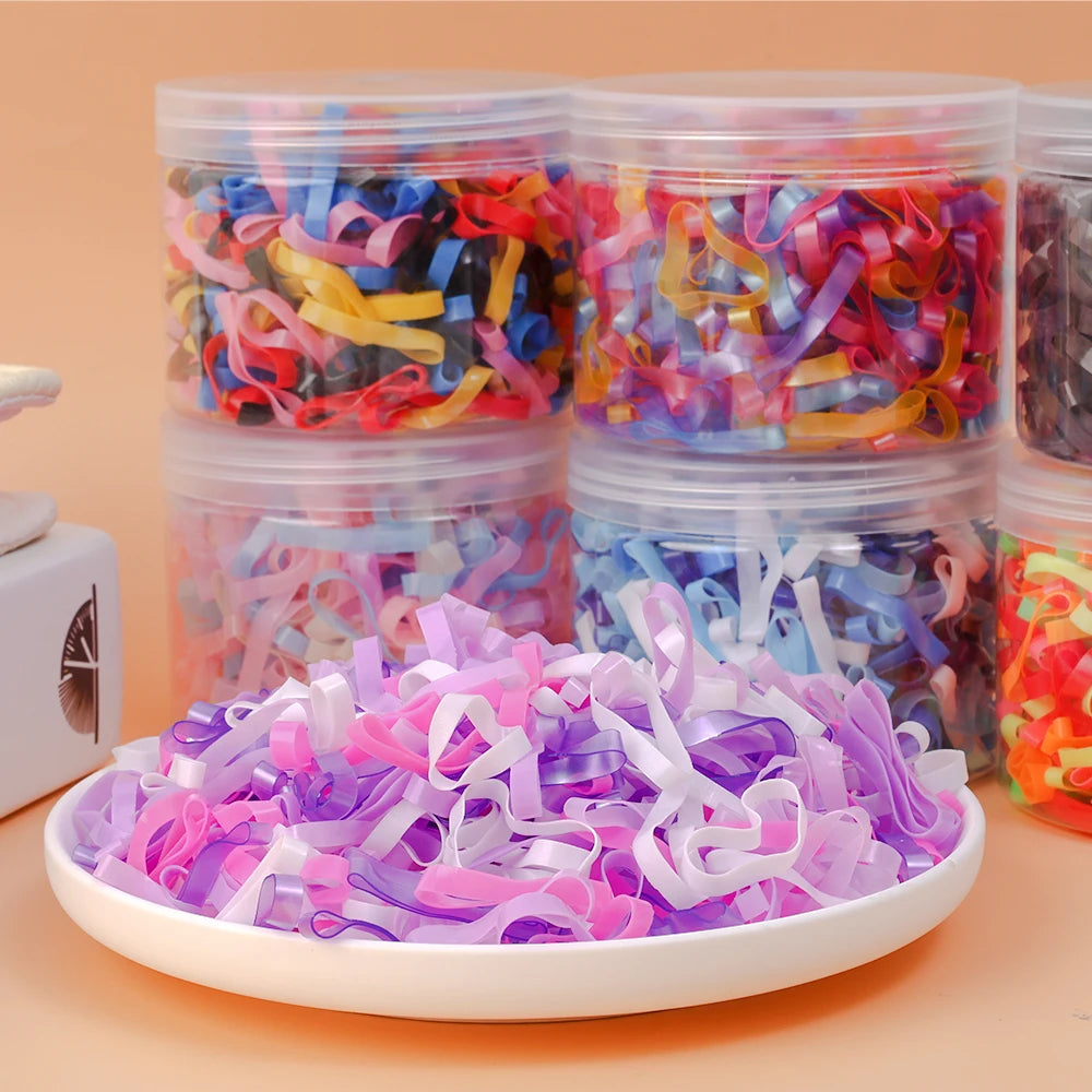 500Pcs/Box Colourful Rubber Ring Disposable Thick Elastic Hair Bands Ponytail Holder Rubber Band Scrunchies Kid Hair Accessories