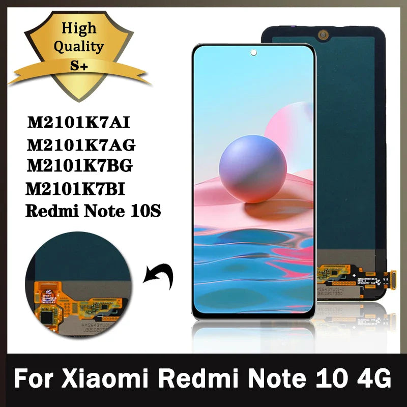 Super AMOLED For Xiaomi Redmi Note 10 M2101K7AI M2101K7AG LCD Display Touch Panel Screen Digitizer For Redmi Note 10S Note10S