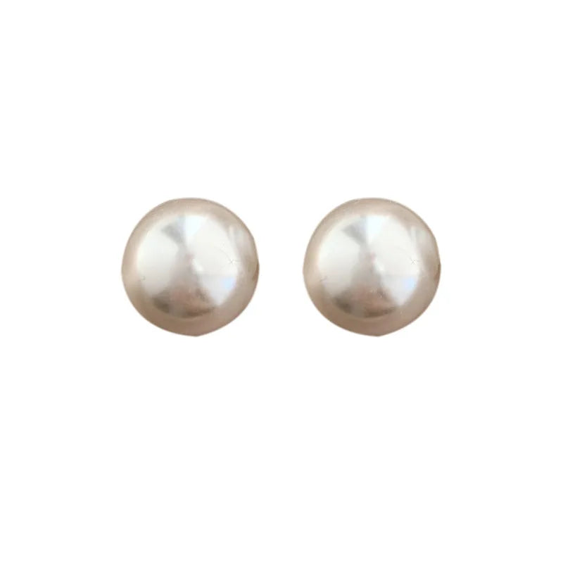 Diameter 15 Mm Minimalism White Simple Round Simulated Pearl Clip on Earrings No Pierced for Women Wedding Party Jewelry