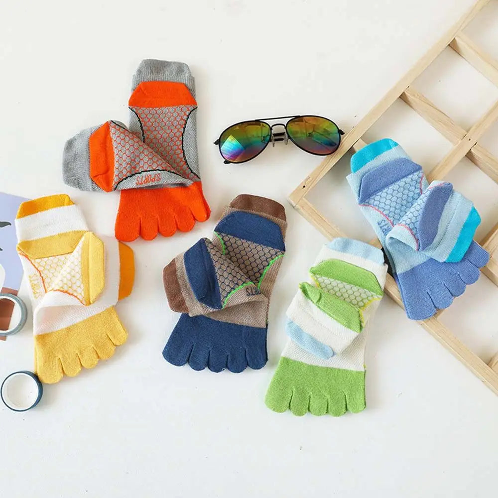 Anti-slip Five Finger Socks Kids Cotton Mesh Breathable Children Accessories Sport Split Toe Hosiery