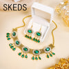 SKEDS Luxury Women Exquisite Shiny Rhinestone Necklace Earrings Set Elegant Pendant Pearl Crystal Dress Suit Jewelry For Ladies