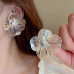 Load image into Gallery viewer, Exaggerate Big Flower Dangle Earrings for Women Silver Color Metal Hollow Petal Drop Earrings Party Trendy Statement Jewelry
