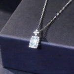 Load image into Gallery viewer, 1 Pc Fashion Water Drop Square Full Diamond Exquisite Zircon Copper Silver Colour Necklace Women Causal Daily Prom Gifts Jewelry
