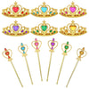 Kids Princess Dress up Accessories Wands Tiaras and Crowns for Little Girls Princess Party Supplies Tiara Wand Gifts Toys Set