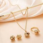 Load image into Gallery viewer, Gold-Color Ball Shape Jewelry Sets Copper Trendy Fashion Style Adjustable Chain Rings Necklace For Woman On Party Wedding
