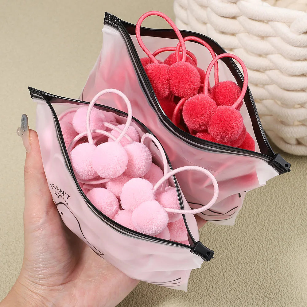 5pcs/lot Girls Double Plush Ball Hair Ropes Set For Kids Solid Color Scrunchies Elastic Hair Bands Hair Accessories Wholesale