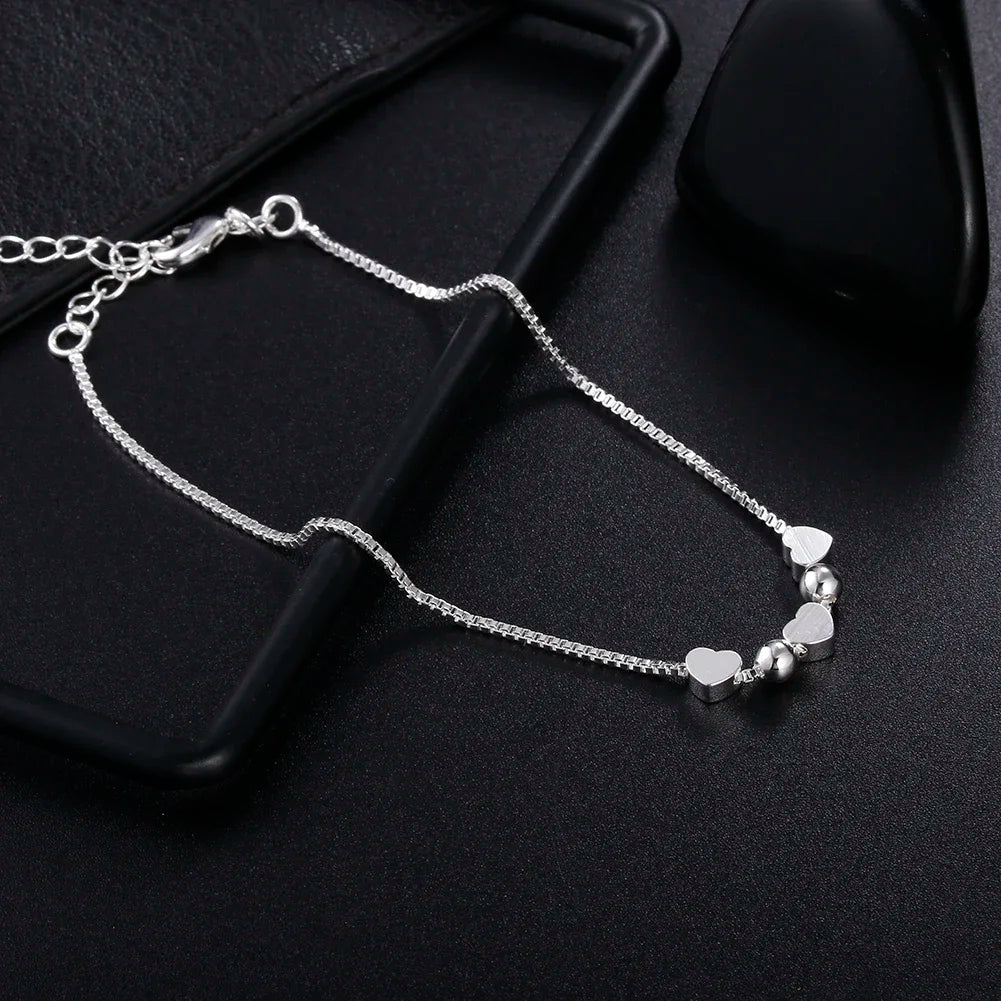 45cm 925 Sterling Silver charms romantic heart Pendant Necklace for woman fine party wedding fashion Jewelry Christmas Gifts