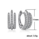 Load image into Gallery viewer, Huitan Simple Three Line Claw Hoop Earrings Luxury Crystal Cubic Zirconia Mini Circle Earrings for Women Modern Fashion Jewelry
