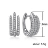 Huitan Simple Three Line Claw Hoop Earrings Luxury Crystal Cubic Zirconia Mini Circle Earrings for Women Modern Fashion Jewelry