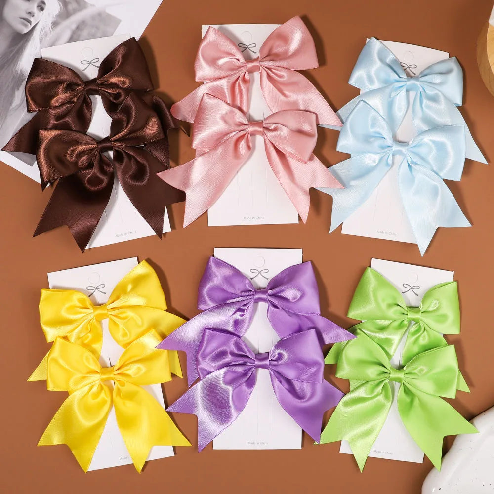 2/3Pcs Lovely Solid Color Ribbon Bows Hair Clip for Kids Girls Hairpins Barrettes Handmade Baby Headwear Kids Hair Accessories