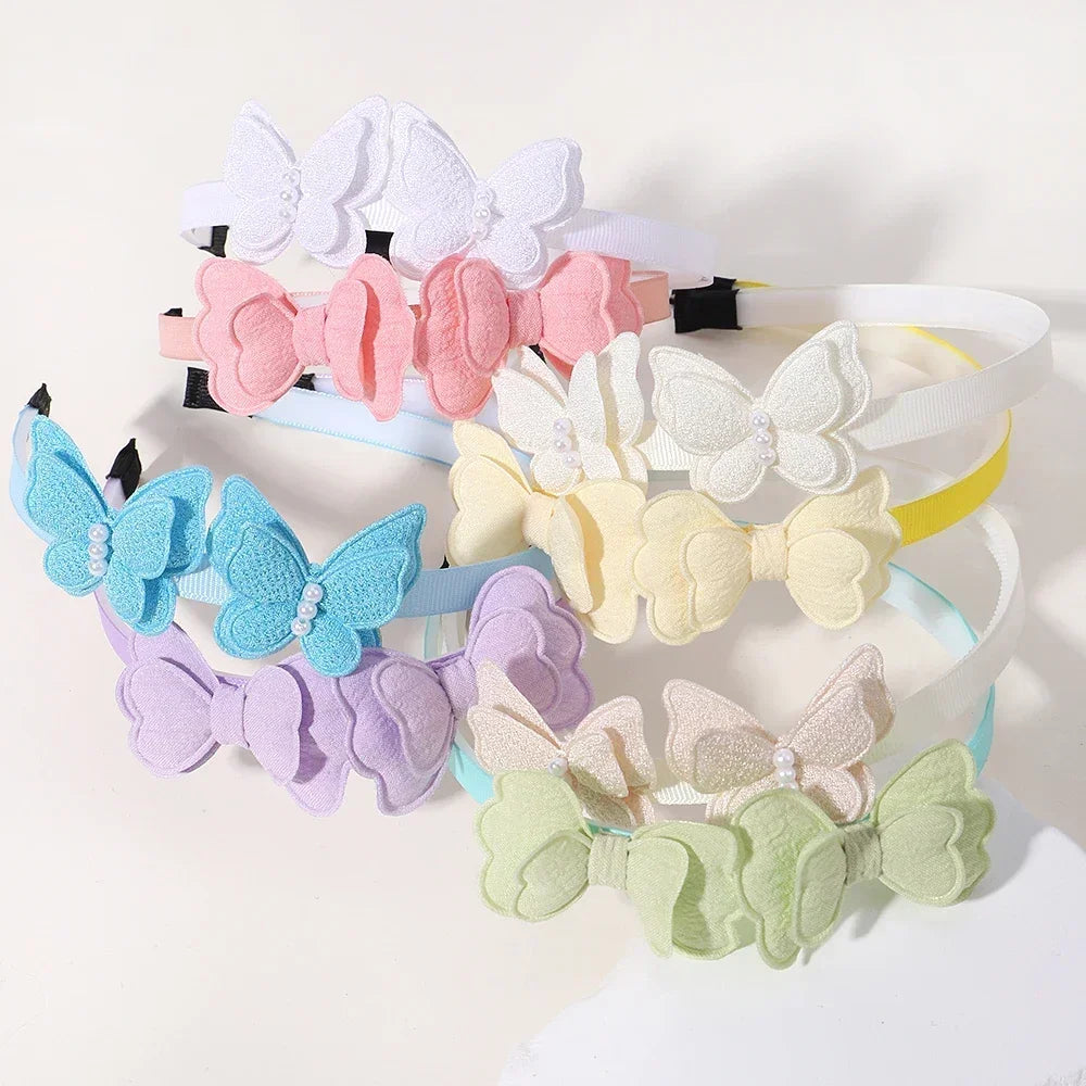 2Pcs/lot Butterfly Hair Bands Hair Hoop for Baby Girl Lovely Children's Headband Cute Bows Kids Headwear Hair Accessories Gift