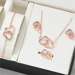 Load image into Gallery viewer, Fashionable New Silver Color Double Love Jewelry Set for Women's Birthday Party and Banquet Gift Accessories
