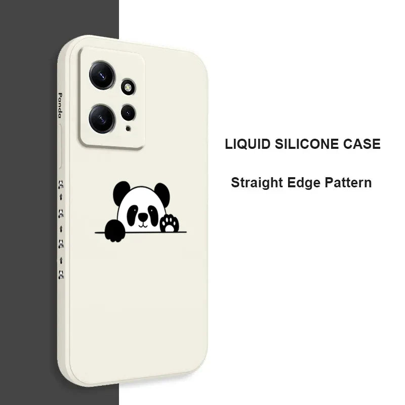 Panda Cute Label Phone Case For Xiaomi Redmi Note 13 12 Pro Plus 13 12S 12 11S 11 10S 10 Redmi 12 Shockproof Soft Silicone Cover