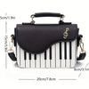 Piano Guitar Music Notes Handbag, Creative PU Leather Tote Bag, Trendy Crossbody Bag For Women Girls