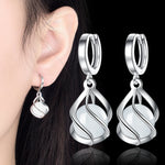 Load image into Gallery viewer, Fanqieliu 925 Silver Needle Women's High Quality Opal Jewelry Trendy Hollow Cage Drop Earrings New FQL23569

