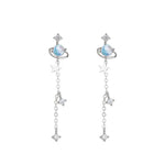 Load image into Gallery viewer, CIAXY Silver Color Star Earrings for Women Blue Space Universe Planet Zircon Circle Long Earrings Korean Fashion Jewelry
