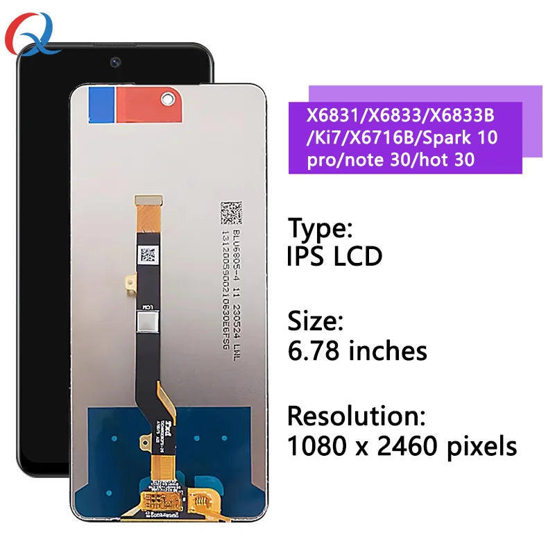 KI7 Lcd For Tecno Spark 10 Pro Display Touch Screen Digitizer Panel Assembly Ki7 screen replacement