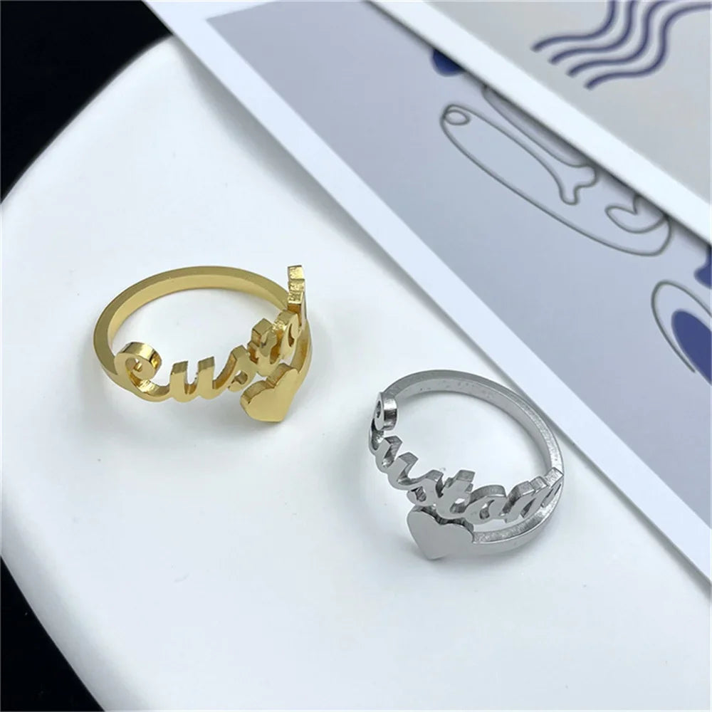 Custom Name Ring for Women 2022 New Stainless Steel Silver Personalized Heart Girl Customized Couple Ring Wedding Jewelry Gift