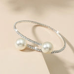 Load image into Gallery viewer, Elegant Crystal Imitation Pearl Open Bracelets for Women Gold Silver Plated Cuff Bangles necklace set Pulseras Mujer Jewelry
