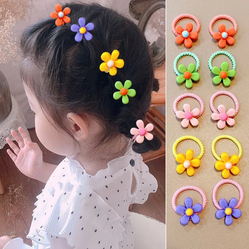 10Pcs/Set New Cute Cartoon Headbands Girls Elastic Hair Bands Hair Accessories for Kids Scrunchies Headwear Ornaments Gift