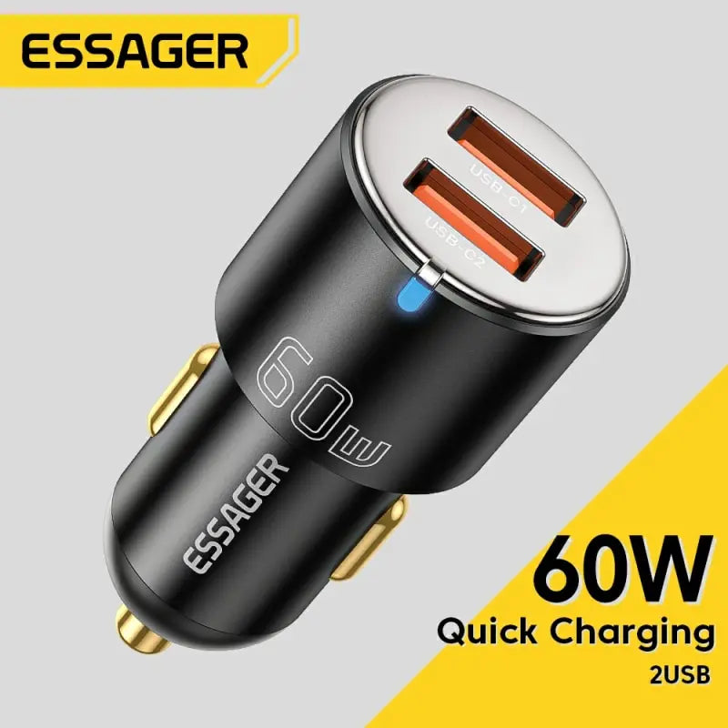 Essager Chargeur De Voiture 100W Charge Rapide QC PD 3.0 USB Type C Pour iPhone 14 Samsung Ordinateurs Portables Tablet